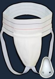 Partidario atlético de S de los hombres de color blancos ‘, partidario atlético masculino con la taza del escudo de la flexión